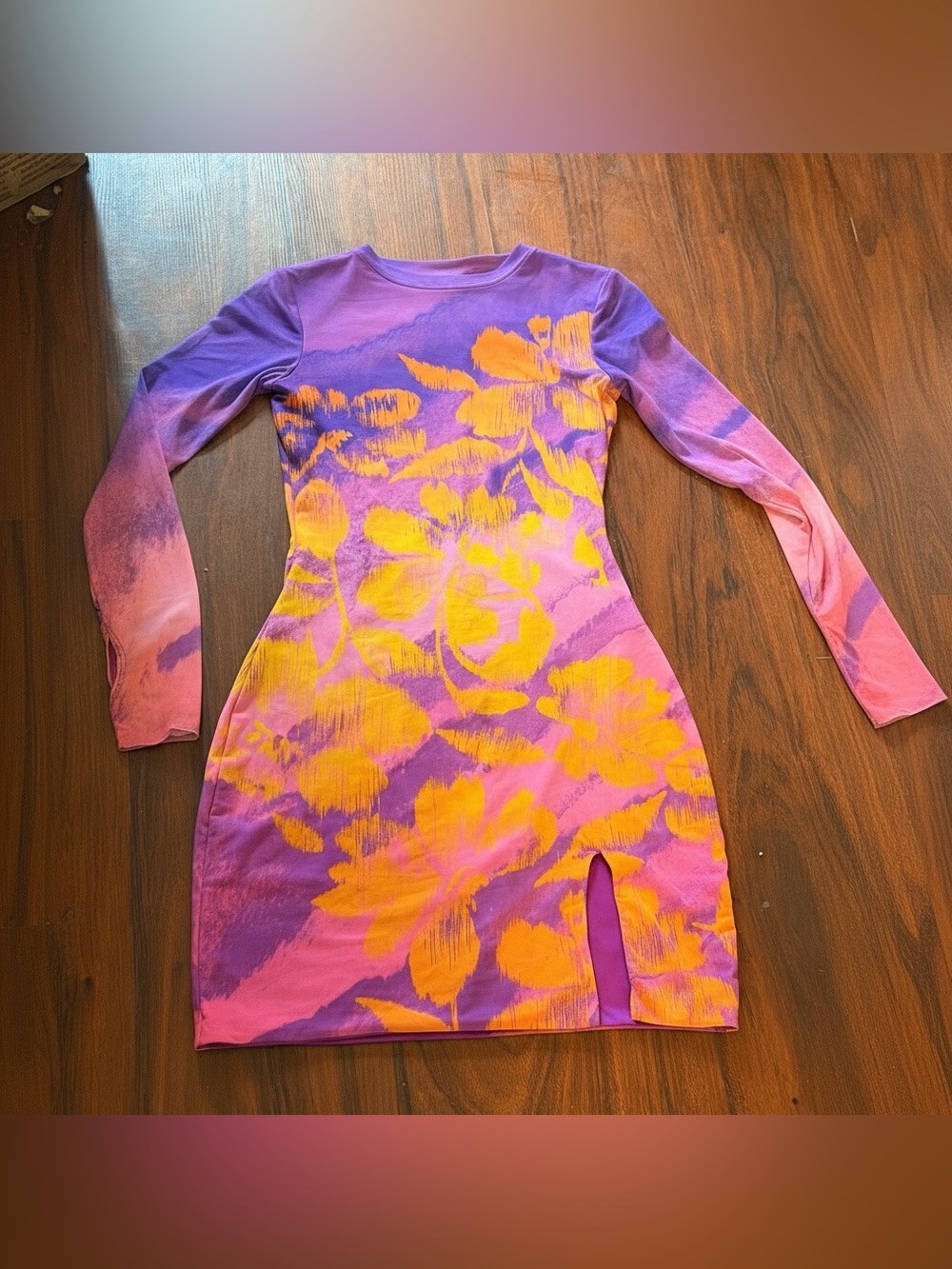AFRM Purple & Pink Floral Mini Bodycon Dress